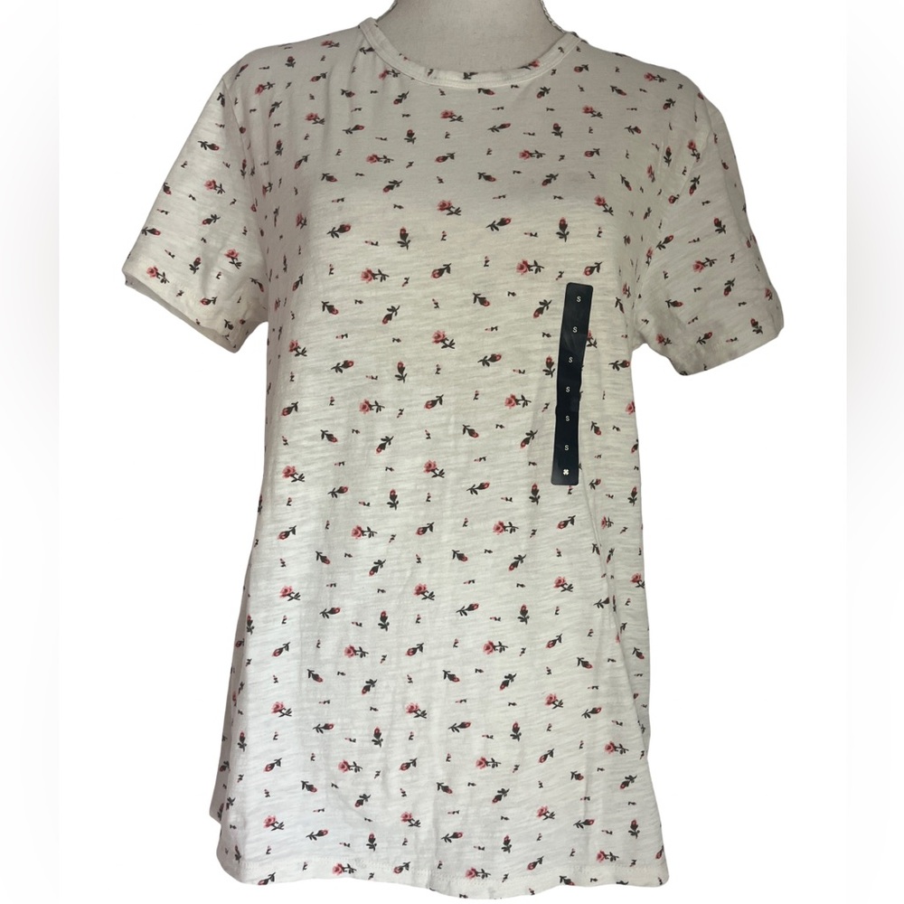 Lucky Brand Woman’s White Floral Short Sleeve Tee